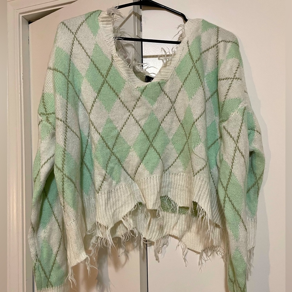 Green plaid/checkered shrug